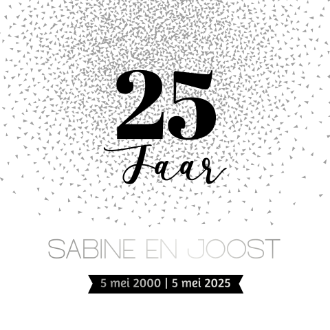 Jubileumkaart voor 25 jaar met confetti